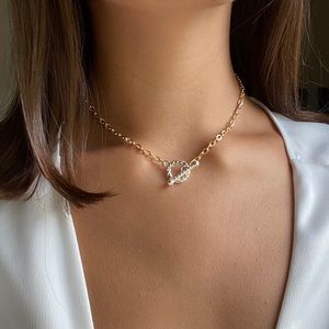 Gold Chain Necklace with Silver Toggle